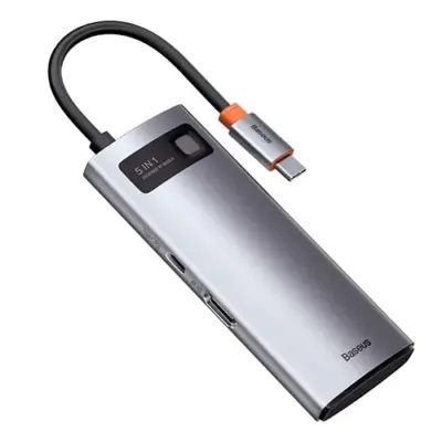 Thiết bị mở rộng hiệu Baseus Metal Gleam Series 5-in-1 Multifunctional Type-C HUB Docking Station 30Hz Version - Bạn đang tìm kiếm một giải pháp kết nối gọn gàng nhưng vẫn mạnh mẽ cho chiếc laptop Type-C của mình? Hub chuyển đổi <strong>Baseus Metal Gleam Series 5-in-1</strong> chính là câu trả lời. Sản phẩm mở rộng một cổng Type-C thành 5 cổng chức năng quan trọng nhất: HDMI 4K@30Hz cho hình ảnh sắc nét, 3 cổng USB 3.0 truyền dữ liệu tốc độ 5Gbps, và cổng sạc nhanh PD 100W. Với thiết kế vỏ nhôm nguyên khối sang trọng, tản nhiệt hiệu quả, đây là phụ kiện không thể thiếu giúp bạn tối ưu hóa không gian làm việc và nâng cao hiệu suất. Hãy đơn giản hóa kết nối của bạn với <strong>Baseus Metal Gleam Series 5-in-1</strong>.
