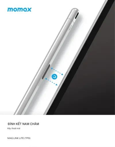 Bút cảm ứng MOMAX TP9 chủ động sạc từ Mag.Link dành cho iPad - Nâng tầm trải nghiệm sáng tạo và ghi chú trên iPad với <strong>Bút cảm ứng MOMAX TP9</strong> Mag.Link. Được thiết kế để hoạt động liền mạch với iPad, <strong>MOMAX TP9</strong> hỗ trợ sạc không dây từ tính Mag.Link (gắn cạnh iPad), giúp bạn sạc tiện lợi và giữ bút an toàn. Độ nhạy cao, độ trễ thấp, hỗ trợ cảm ứng nghiêng cho nét vẽ tự nhiên. <strong>MOMAX TP9</strong> là công cụ lý tưởng để vẽ, phác thảo, ghi chú và điều hướng trên iPad. Thiết kế cao cấp, dễ sử dụng. Với <strong>Bút cảm ứng MOMAX TP9</strong>, biến chiếc iPad của bạn thành cuốn sổ tay và bảng vẽ kỹ thuật số chuyên nghiệp.