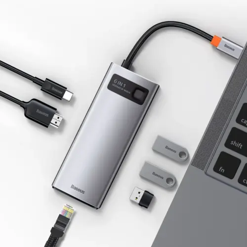 Thiết bị mở rộng hiệu Baseus Metal Gleam Series 6-in-1 Multifunctional Type-C HUB Docking Station - Hình ảnh 8