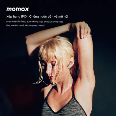 Tai nghe không dây MOMAX BT13 chống ồn 1-Vibe Lite True Wireless - Đắm chìm vào thế giới âm thanh của riêng bạn với <strong>Tai nghe không dây MOMAX BT13</strong> chống ồn 1-Vibe Lite. Công nghệ chống ồn chủ động (ANC) giúp loại bỏ tiếng ồn xung quanh, cho phép bạn tập trung nghe nhạc, podcast hay thưởng thức các cuộc gọi rõ ràng. <strong>MOMAX BT13</strong> mang đến chất âm cân bằng và trải nghiệm đeo thoải mái nhờ thiết kế nhỏ gọn, công thái học. Kết nối không dây True Wireless tiện lợi, pin bền bỉ cùng hộp sạc. Với <strong>Tai nghe không dây MOMAX BT13</strong>, bạn có thể tận hưởng âm thanh chất lượng cao mọi lúc, mọi nơi, không bị làm phiền bởi tiếng ồn môi trường.