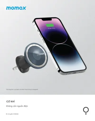 Giá đỡ từ tính trên ô tô MOMAX CM22 MoVe Easy - Giữ điện thoại an toàn và tiện lợi trên xe hơi với <strong>Giá đỡ từ tính trên ô tô MOMAX CM22</strong> MoVe Easy. Công nghệ từ tính mạnh mẽ giúp gắn điện thoại nhanh chóng, chắc chắn. <strong>MOMAX CM22</strong> tương thích rộng rãi với hầu hết các dòng smartphone (sử dụng kèm vòng kim loại hoặc MagSafe) và dễ dàng lắp đặt ở nhiều vị trí trên xe. Thiết kế nhỏ gọn, bền bỉ, <strong>MOMAX CM22</strong> là phụ kiện thiết yếu cho mọi tài xế, mang lại sự an tâm khi sử dụng GPS, gọi điện rảnh tay trên mọi hành trình. Trải nghiệm sự khác biệt với <strong>Giá đỡ xe hơi MOMAX CM22</strong>.