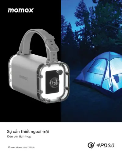 Trạm điện ngoài trời MOMAX PB03 iPower Stone Mini 40000mAh - Đừng bao giờ lo lắng về việc hết pin khi phiêu lưu ngoài trời hay mất điện đột ngột với <strong>Trạm điện ngoài trời MOMAX PB03</strong> iPower Stone Mini. Với dung lượng "khủng" 40000mAh, <strong>MOMAX PB03</strong> cung cấp năng lượng dồi dào cho laptop, smartphone, máy tính bảng, máy ảnh, đèn cắm trại và nhiều thiết bị khác. Tích hợp nhiều loại cổng sạc (USB-C PD, USB-A QC) cho khả năng sạc nhanh đa thiết bị. Thiết kế nhỏ gọn, bền bỉ, dễ dàng mang theo. <strong>Trạm điện MOMAX PB03</strong> là người bạn đồng hành lý tưởng cho cắm trại, dã ngoại, du lịch, hoặc làm nguồn dự phòng khẩn cấp. An tâm tận hưởng mọi khoảnh khắc với nguồn năng lượng không giới hạn từ <strong>MOMAX PB03</strong>.