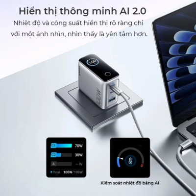 Sạc Nhanh 3 Cổng Anker 100W – A121B - Giải phóng sức mạnh sạc tối đa với củ sạc Anker 100W <strong>A121B</strong>. Được trang bị công nghệ GaNPrime™ tiên tiến, củ sạc này cung cấp tổng công suất 100W mạnh mẽ qua 3 cổng (2 USB-C, 1 USB-A) trong một thiết kế nhỏ gọn hơn 34% so với sạc gốc của Apple. Dễ dàng sạc nhanh cho MacBook Pro, iPhone, và một thiết bị khác cùng lúc mà không làm giảm hiệu suất. Chân cắm gập gọn và công nghệ an toàn ActiveShield™ 2.0 biến nó thành người bạn đồng hành hoàn hảo cho công việc và du lịch. Hãy thay thế ba củ sạc cồng kềnh chỉ bằng một củ sạc Anker <strong>A121B</strong> duy nhất. Mua ngay tại Taynamtech.vn để trải nghiệm sự khác biệt!