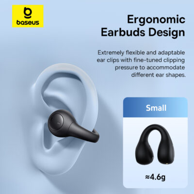 Tai nghe không dây hiệu Baseus AirGo AS01 Open-Ear - Trải nghiệm âm nhạc theo một cách hoàn toàn mới với tai nghe không dây <strong>Baseus AirGo AS01</strong>. Sở hữu thiết kế vành tai mở (Open-Ear) đột phá, tai nghe không nhét vào trong ống tai, mang lại sự thoải mái tuyệt đối và cho phép bạn luôn nhận biết được môi trường xung quanh, đảm bảo an toàn khi di chuyển. Công nghệ âm thanh định hướng mang lại chất âm rõ ràng, trong khi hệ thống 2 micro và thuật toán chống ồn AI đảm bảo cuộc gọi trong như pha lê. Với kết nối Bluetooth 5.3 ổn định, pin bền bỉ 25 giờ và chuẩn chống nước IPX4, <strong>Baseus AirGo AS01</strong> là người bạn đồng hành hoàn hảo cho những người yêu thể thao, làm việc tại văn phòng và cuộc sống năng động.