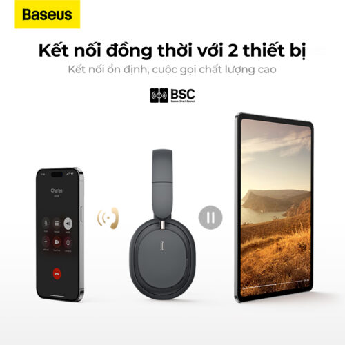 Tai Nghe Chụp Tai Không Dây Baseus Bowie D05 - Chống Ồn, Âm Thanh Hi-Fi, Pin 70 Giờ, Độ Trễ Thấp Chơi Game - Hình ảnh 4