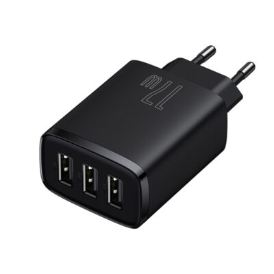 Củ sạc hiệu Baseus Compact 3U 17W EU - Giải phóng không gian ổ cắm của bạn với củ sạc <strong>Baseus Compact 3U 17W EU</strong>. Với thiết kế siêu nhỏ gọn và 3 cổng USB tiện lợi, đây là giải pháp sạc "tất cả trong một" cho mọi nhu cầu hàng ngày của bạn. Tổng công suất 17W được phân bổ thông minh, với mỗi cổng có thể cung cấp dòng sạc lên đến 2.4A, giúp nạp năng lượng nhanh chóng và hiệu quả cho điện thoại, máy tính bảng, tai nghe và nhiều thiết bị khác. Chip xử lý thông minh tích hợp đảm bảo sạc an toàn, bảo vệ thiết bị của bạn khỏi các nguy cơ quá dòng, quá nhiệt. <strong>Baseus Compact 3U 17W EU</strong> là sự lựa chọn hoàn hảo cho gia đình, du lịch và một góc làm việc gọn gàng, hiệu quả.