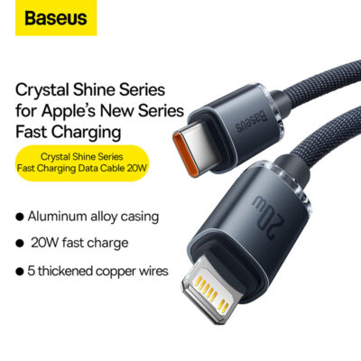 Cáp sạc nhanh hiệu Baseus Crystal Shine Series Type-C to iP 20W - Nâng cấp trải nghiệm sạc cho iPhone của bạn với cáp <strong>Baseus Crystal Shine Series</strong> Type-C to iP 20W. Sở hữu thiết kế lấp lánh, sang trọng với đầu cắm hợp kim nhôm và vỏ bọc dây dù bện cao cấp, đây không chỉ là một sợi cáp sạc mà còn là một phụ kiện thời trang. Hỗ trợ công suất sạc nhanh Power Delivery (PD) 20W, cáp giúp sạc đầy 60% pin cho iPhone chỉ trong 30 phút. Chip thông minh tích hợp tự động điều chỉnh dòng điện, đảm bảo sạc nhanh nhưng vẫn an toàn tuyệt đối cho thiết bị của bạn. Với độ dài 1.2m tiện lợi và độ bền vượt trội, cáp <strong>Baseus Crystal Shine Series</strong> là sự kết hợp hoàn hảo giữa thẩm mỹ và hiệu năng.