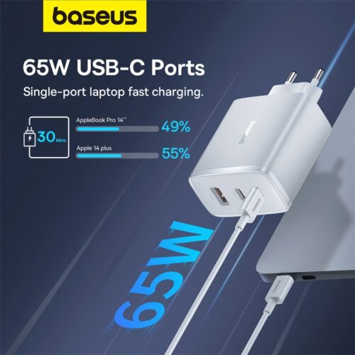 Sạc nhanh hiệu Baseus Cube Pro 2C+U 65W EU - Hình ảnh 8