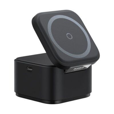Baseus MagPro 2-in-1 Magnetic Wireless Charger 25W Cosmic Black - Tối giản không gian sạc của bạn với đế sạc không dây từ tính <strong>Baseus MagPro 2-in-1</strong>. Giải pháp hoàn hảo cho hệ sinh thái Apple, cho phép bạn sạc đồng thời iPhone (tương thích MagSafe) và AirPods (hoặc điện thoại phụ hỗ trợ sạc không dây) một cách nhanh chóng và tiện lợi. Với tổng công suất lên đến 25W, lực hít từ tính cực mạnh và thiết kế gập gọn 60° linh hoạt, sản phẩm không chỉ là một thiết bị sạc mà còn là một giá đỡ điện thoại thanh lịch. Màu Đen Vũ Trụ (Cosmic Black) tinh tế cùng các tính năng an toàn đa tầng biến <strong>Baseus MagPro 2-in-1</strong> trở thành phụ kiện không thể thiếu trên bàn làm việc hoặc tủ đầu giường của bạn.