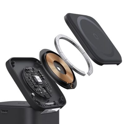 Baseus MagPro 2-in-1 Magnetic Wireless Charger 25W Cosmic Black - Tối giản không gian sạc của bạn với đế sạc không dây từ tính <strong>Baseus MagPro 2-in-1</strong>. Giải pháp hoàn hảo cho hệ sinh thái Apple, cho phép bạn sạc đồng thời iPhone (tương thích MagSafe) và AirPods (hoặc điện thoại phụ hỗ trợ sạc không dây) một cách nhanh chóng và tiện lợi. Với tổng công suất lên đến 25W, lực hít từ tính cực mạnh và thiết kế gập gọn 60° linh hoạt, sản phẩm không chỉ là một thiết bị sạc mà còn là một giá đỡ điện thoại thanh lịch. Màu Đen Vũ Trụ (Cosmic Black) tinh tế cùng các tính năng an toàn đa tầng biến <strong>Baseus MagPro 2-in-1</strong> trở thành phụ kiện không thể thiếu trên bàn làm việc hoặc tủ đầu giường của bạn.