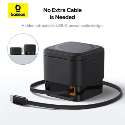 Baseus MagPro 2-in-1 Magnetic Wireless Charger 25W Cosmic Black - Tối giản không gian sạc của bạn với đế sạc không dây từ tính <strong>Baseus MagPro 2-in-1</strong>. Giải pháp hoàn hảo cho hệ sinh thái Apple, cho phép bạn sạc đồng thời iPhone (tương thích MagSafe) và AirPods (hoặc điện thoại phụ hỗ trợ sạc không dây) một cách nhanh chóng và tiện lợi. Với tổng công suất lên đến 25W, lực hít từ tính cực mạnh và thiết kế gập gọn 60° linh hoạt, sản phẩm không chỉ là một thiết bị sạc mà còn là một giá đỡ điện thoại thanh lịch. Màu Đen Vũ Trụ (Cosmic Black) tinh tế cùng các tính năng an toàn đa tầng biến <strong>Baseus MagPro 2-in-1</strong> trở thành phụ kiện không thể thiếu trên bàn làm việc hoặc tủ đầu giường của bạn.