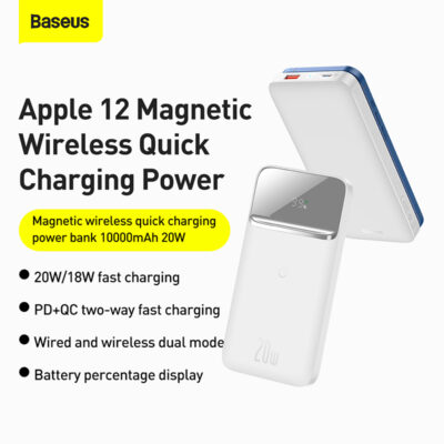 Sạc Dự Phòng Không Dây Baseus Magnetic Fast Charging 10000mAh 20W - Hít Từ Tính, Màn Hình LED, Sạc Nhanh PD Cho iPhone - Trải nghiệm sự tự do sạc không dây đích thực với pin sạc dự phòng <strong>Baseus Magnetic Fast</strong> Charging 10000mAh 20W. Với lực hít từ tính cực mạnh, pin tự động căn chỉnh và bám chắc vào mặt lưng iPhone (từ dòng 12 trở lên), cho phép bạn vừa sạc vừa sử dụng điện thoại một cách thoải mái. Công nghệ sạc nhanh không dây lên đến 15W và sạc nhanh có dây Power Delivery 20W qua cổng Type-C giúp nạp đầy 60% pin chỉ trong 30 phút. Dung lượng 10000mAh cung cấp năng lượng bền bỉ cho cả ngày dài. Màn hình LED kỹ thuật số hiển thị chính xác % pin còn lại, giúp bạn luôn chủ động. Sạc <strong>Baseus Magnetic Fast</strong> là giải pháp năng lượng không dây hoàn hảo, kết hợp giữa tốc độ, sự tiện lợi và thiết kế thời trang.