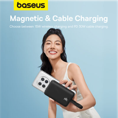 Sạc dự phòng không dây hiệu Baseus Magnetic Mini Fast Charge Type-C Edition 10000mAh 30W - Tạm biệt sự cồng kềnh với pin sạc dự phòng <strong>Baseus Magnetic Mini</strong> 10000mAh 30W! Đây là giải pháp năng lượng tối ưu, kết hợp thiết kế siêu nhỏ gọn (nhỏ hơn cả iPhone Mini) và sức mạnh sạc nhanh PD 30W đột phá. Lực hít từ tính cực mạnh bám chắc vào mặt lưng iPhone, cho phép bạn vừa sạc không dây, vừa sử dụng điện thoại thoải mái. Công suất 30W đủ sức sạc nhanh cho cả iPhone, các dòng flagship Android và thậm chí là MacBook Air. Dung lượng 10000mAh bền bỉ cùng màn hình LED kỹ thuật số hiển thị chính xác % pin. <strong>Baseus Magnetic Mini</strong> là sự lựa chọn hoàn hảo cho người dùng tìm kiếm sức mạnh, sự tiện lợi và tính di động tối đa.