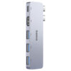 Thiết bị mở rộng hiệu Baseus UltraJoy Series 5-Port (Direct-Link Type) (USB-C*2 to USB-C 40Gbps*1+HDMI 4K@30Hz*1+USB3.0*3) - Nâng cấp toàn diện không gian làm việc của bạn với <strong>Baseus UltraJoy Series 7-Port Docking Station</strong>. Đây là giải pháp tối thượng giúp biến chiếc laptop Type-C mỏng nhẹ thành một trạm làm việc chuyên nghiệp, mạnh mẽ. Với 7 cổng kết nối thiết yếu: HDMI xuất hình ảnh 4K@60Hz siêu mượt, 3 cổng USB 3.0 tốc độ cao 5Gbps, khe đọc thẻ SD/TF tiện lợi cho nhiếp ảnh gia và nhà sáng tạo nội dung, cùng cổng sạc nhanh PD 100W. Thiết kế từ hợp kim nhôm sang trọng, tản nhiệt hiệu quả, trạm kết nối <strong>Baseus UltraJoy Series 7-Port Docking Station</strong> là trung tâm chỉ huy, giúp bạn tối ưu hóa hiệu suất, giải phóng sự sáng tạo và làm việc không giới hạn.