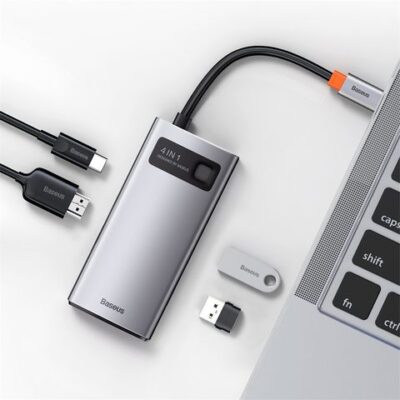 Cổng chuyển đổi Baseus Metal Gleam Hub Type C 4-IN-1 - Mở khóa toàn bộ tiềm năng kết nối của MacBook, laptop với Hub chuyển đổi <strong>Baseus Metal Gleam Hub Type C 4-IN-1</strong>. Với thiết kế vỏ nhôm sang trọng và siêu nhỏ gọn, sản phẩm biến một cổng Type-C duy nhất thành 4 cổng mạnh mẽ: 3 cổng USB 3.0 tốc độ cao 5Gbps và 1 cổng sạc nhanh Power Delivery (PD) 100W. Giờ đây, bạn có thể vừa sạc laptop với công suất tối đa, vừa kết nối cùng lúc chuột, bàn phím, ổ cứng, USB và nhiều thiết bị ngoại vi khác. Tốc độ truyền dữ liệu siêu nhanh giúp sao chép file dung lượng lớn chỉ trong vài giây. <strong>Baseus Metal Gleam Hub Type C 4-IN-1</strong> là giải pháp hoàn hảo để tối ưu hóa không gian làm việc, nâng cao hiệu suất và mang lại sự tiện lợi tối đa.