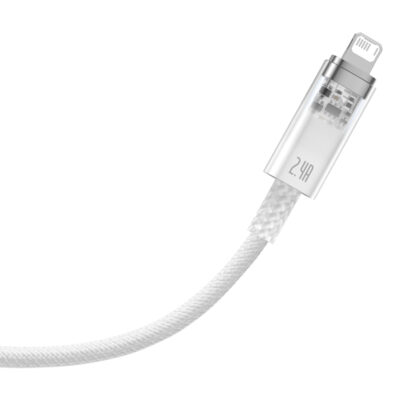 Cáp sạc nhanh hiệu Baseus Explorer Series with Smart Temperature Control USB to iP 2.4A - Bạn có lo lắng điện thoại bị nóng lên khi sạc, đặc biệt là lúc sạc qua đêm? Cáp sạc thông minh <strong>Baseus Explorer Series with Smart Temperature Control USB to iP 2.4A</strong> là giải pháp an toàn tối ưu. Được tích hợp chip kiểm soát nhiệt độ thông minh, sợi cáp này tự động điều chỉnh dòng điện, ngăn ngừa hiệu quả tình trạng quá nhiệt và bảo vệ tuổi thọ pin. Tận hưởng tốc độ sạc nhanh ổn định 2.4A và truyền dữ liệu hiệu quả. Với thiết kế "Explorer" trong suốt độc đáo và vỏ bện dù siêu bền, <strong>Baseus Explorer Series with Smart Temperature Control USB to iP 2.4A</strong> mang đến sự an tâm và phong cách cho mọi người dùng Apple.