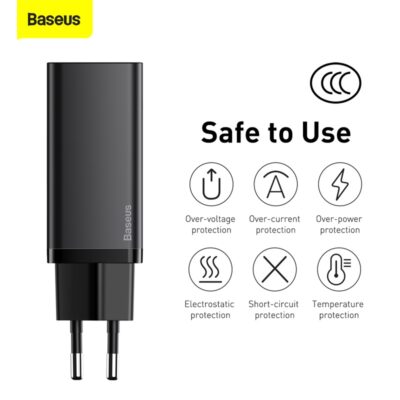 Sạc nhanh hiệu Baseus GaN2 Lite C+U 65W EU - Dọn dẹp bàn làm việc và đơn giản hóa cuộc sống của bạn với củ sạc <strong>Baseus GaN2 Lite C+U 65W EU</strong>. Đây là giải pháp năng lượng "tất cả trong một", tích hợp công nghệ GaN2 Lite tiên tiến, mang đến công suất 65W mạnh mẽ trong một thiết kế nhỏ gọn đáng kinh ngạc. Với 1 cổng USB-C và 1 cổng USB-A, sản phẩm có thể sạc nhanh đồng thời cho cả laptop như MacBook Air, điện thoại iPhone và các thiết bị Android. Công nghệ BPS II tự động phân phối dòng điện thông minh, đảm bảo sạc nhanh và an toàn. Hãy đầu tư vào sự gọn gàng và hiệu suất với <strong>Baseus GaN2 Lite C+U 65W EU</strong>.