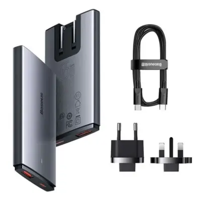 Bộ sạc nhanh hiệu Baseus GaN5 Pro 2C + U 140W EU (With Cable Type-C to Type-C 240W 1m) - Giải phóng sức mạnh tối thượng cho mọi thiết bị của bạn với củ sạc <strong>Baseus GaN5 Pro</strong> 140W. Đây là trạm năng lượng di động đích thực, tích hợp công nghệ GaN5 tiên tiến nhất, mang đến công suất 140W khổng lồ trong một kích thước nhỏ gọn đến kinh ngạc. Với 2 cổng USB-C và 1 cổng USB-A, sản phẩm có thể sạc nhanh đồng thời cho MacBook Pro 16 inch, iPad và điện thoại. Đặc biệt, bộ sản phẩm là một món hời công nghệ khi đi kèm sẵn sợi cáp Type-C to Type-C 240W chuẩn PD 3.1, đảm bảo hiệu suất tối đa. Hãy đơn giản hóa cuộc sống và dọn dẹp bàn làm việc của bạn với <strong>Baseus GaN5 Pro</strong>.