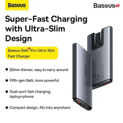 Bộ sạc nhanh hiệu Baseus GaN5 Pro 2C + U 140W EU (With Cable Type-C to Type-C 240W 1m) - Giải phóng sức mạnh tối thượng cho mọi thiết bị của bạn với củ sạc <strong>Baseus GaN5 Pro</strong> 140W. Đây là trạm năng lượng di động đích thực, tích hợp công nghệ GaN5 tiên tiến nhất, mang đến công suất 140W khổng lồ trong một kích thước nhỏ gọn đến kinh ngạc. Với 2 cổng USB-C và 1 cổng USB-A, sản phẩm có thể sạc nhanh đồng thời cho MacBook Pro 16 inch, iPad và điện thoại. Đặc biệt, bộ sản phẩm là một món hời công nghệ khi đi kèm sẵn sợi cáp Type-C to Type-C 240W chuẩn PD 3.1, đảm bảo hiệu suất tối đa. Hãy đơn giản hóa cuộc sống và dọn dẹp bàn làm việc của bạn với <strong>Baseus GaN5 Pro</strong>.