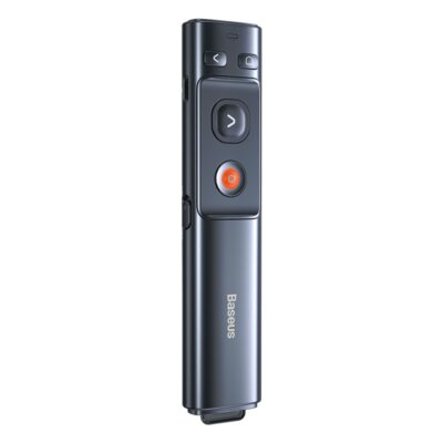 Bút Trình Chiếu Baseus Orange Dot Wireless Presenter (Green Laser) - Định nghĩa lại sự chuyên nghiệp với bút trình chiếu cao cấp <strong>Baseus Orange Dot Wireless Presenter (Green Laser)</strong>. Đây là công cụ tối thượng cho mọi diễn giả, nổi bật với tia laser xanh mạnh mẽ, sáng hơn gấp nhiều lần so với laser đỏ, hiển thị rõ nét trên mọi màn hình LCD/LED, ngay cả trong phòng họp sáng đèn. Kế thừa thiết kế Red Dot từng đoạt giải, sản phẩm mang đến vẻ ngoài sang trọng và trải nghiệm điều khiển hoàn hảo trong phạm vi 100m. Pin sạc Type-C cho thời gian sử dụng đến 90 ngày và đầu nhận USB hít nam châm thông minh. Hãy tự tin làm chủ mọi sân khấu và thu hút mọi ánh nhìn với <strong>Baseus Orange Dot Wireless Presenter (Green Laser)</strong>.