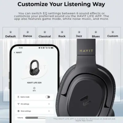 Headphone Bluetooth HAVIT H612BT, Âm thanh Stereo, Nghe Đến 50 giờ, App Havit Life - BH 12 Tháng - Trải nghiệm tự do âm nhạc không giới hạn với tai nghe headphone <strong>HAVIT H612BT</strong>. Đây là nhà vô địch về thời lượng pin, cung cấp đến 50 giờ nghe nhạc liên tục, cho phép bạn sử dụng cả tuần dài mà không cần sạc. Tận hưởng chất âm stereo sống động và cá nhân hóa trải nghiệm nghe của bạn với khả năng tùy chỉnh Equalizer (EQ) chuyên sâu thông qua App Havit Life. Với thiết kế công thái học siêu nhẹ, đệm tai mềm mại và khả năng gập gọn tiện lợi, <strong>HAVIT H612BT</strong> là người bạn đồng hành lý tưởng cho công việc, học tập và mọi hành trình, được đảm bảo chất lượng với chính sách bảo hành 12 tháng.
