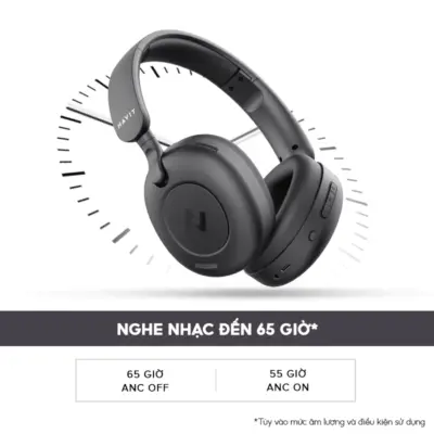 Tai Nghe Headphone HAVIT H655BT, Bluetooth 5.3, Chống Ồn ANC, Nghe Đến 65H - Hàng Chính Hãng - Đắm chìm trong thế giới âm thanh tinh khiết và tận hưởng sự tự do không giới hạn với tai nghe headphone <strong>HAVIT H655BT</strong>. Đây là một cỗ máy âm thanh toàn diện, trang bị công nghệ chống ồn chủ động (ANC) mạnh mẽ, giúp bạn loại bỏ tạp âm môi trường để tập trung tuyệt đối. Điểm nhấn không tưởng là thời lượng pin lên đến 65 giờ, cho phép bạn sử dụng hàng tuần liền mà không cần sạc. Trải nghiệm kết nối không dây hoàn hảo với Bluetooth 5.3 và chất âm Hi-Res sống động. Với thiết kế gập gọn và đệm tai siêu mềm mại, <strong>HAVIT H655BT</strong> là lựa chọn tối thượng cho công việc, du lịch và thư giãn.