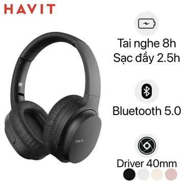 Tai Nghe Headphone HAVIT i62, Driver 40mm, Bluetooth 5.0, Gập Gọn 90, Nghe Đến 20H - Hàng Chính Hãng