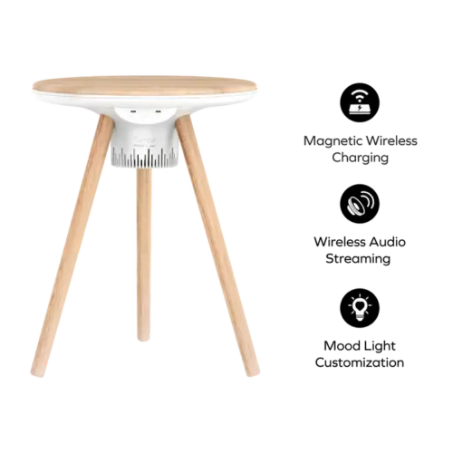 Bàn thông minh MOMAX QC7W đa chức năng Cymbal có thể gập lại với sạc không dây, loa, cổng USB-C và hiệu ứng đèn LED - Hình ảnh 9