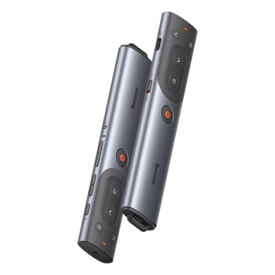 Bút trình chiếu hiệu Baseus Orange Dot AI Wireless Presenter (Red Laser)(Charging) - Nâng tầm đẳng cấp và sự chuyên nghiệp cho mọi bài thuyết trình của bạn với bút trình chiếu <strong>Baseus Orange Dot AI Wireless Presenter (Red Laser)</strong>. Sản phẩm từng đoạt giải thưởng thiết kế Red Dot danh giá, với kiểu dáng tối giản, sang trọng và nút bấm màu cam đặc trưng. Không chỉ là một chiếc bút lật trang thông thường, nó còn được trang bị các tính năng AI thông minh như mở siêu liên kết, điều khiển âm lượng. Tia laser đỏ sắc nét, khoảng cách điều khiển không dây lên đến 50m và pin sạc Type-C tiện lợi cho thời gian sử dụng đến 90 ngày. Đầu nhận USB được cất giữ bằng nam châm ngay trong thân bút, loại bỏ hoàn toàn nỗi lo thất lạc. Hãy làm chủ mọi sân khấu với <strong>Baseus Orange Dot AI Wireless Presenter (Red Laser)</strong>.