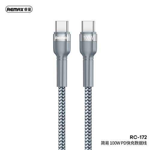 Dây sạc nhanh type C PD100W chính hãng Remax RC-172 dành cho điện thoại Samsung Huawei Xiaomi bện vải siêu bền - Hình ảnh 2