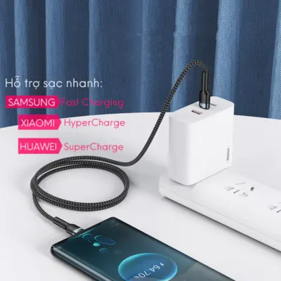 Dây sạc nhanh type C PD100W chính hãng Remax RC-172 dành cho điện thoại Samsung Huawei Xiaomi bện vải siêu bền - Khai phóng tốc độ sạc tối đa cho hệ sinh thái công nghệ của bạn với cáp sạc nhanh <strong>Remax RC-172</strong>. Sợi cáp Type-C to Type-C này hỗ trợ công suất Power Delivery (PD) khủng lên đến 100W, không chỉ kích hoạt chế độ sạc siêu nhanh cho Samsung, Huawei, Xiaomi mà còn đủ sức nạp năng lượng cho cả MacBook và laptop. Thân cáp được bọc vải dù bện mật độ cao siêu bền, chống rối và chống đứt gãy, đảm bảo tuổi thọ vượt trội. Tích hợp chip E-Marker thông minh để điều chỉnh dòng điện an toàn, <strong>Remax RC-172</strong> là giải pháp năng lượng toàn diện, mạnh mẽ và đáng tin cậy cho mọi thiết bị Type-C của bạn.
