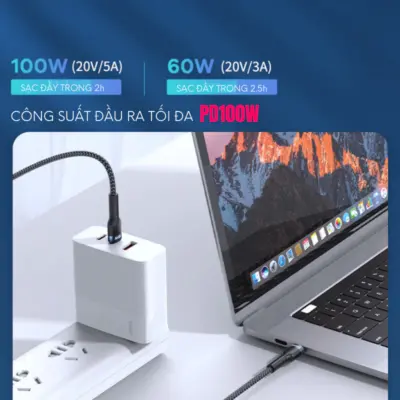 Dây sạc nhanh type C PD100W chính hãng Remax RC-172 dành cho điện thoại Samsung Huawei Xiaomi bện vải siêu bền - Khai phóng tốc độ sạc tối đa cho hệ sinh thái công nghệ của bạn với cáp sạc nhanh <strong>Remax RC-172</strong>. Sợi cáp Type-C to Type-C này hỗ trợ công suất Power Delivery (PD) khủng lên đến 100W, không chỉ kích hoạt chế độ sạc siêu nhanh cho Samsung, Huawei, Xiaomi mà còn đủ sức nạp năng lượng cho cả MacBook và laptop. Thân cáp được bọc vải dù bện mật độ cao siêu bền, chống rối và chống đứt gãy, đảm bảo tuổi thọ vượt trội. Tích hợp chip E-Marker thông minh để điều chỉnh dòng điện an toàn, <strong>Remax RC-172</strong> là giải pháp năng lượng toàn diện, mạnh mẽ và đáng tin cậy cho mọi thiết bị Type-C của bạn.