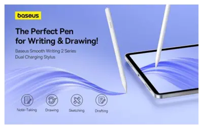 Bút cảm ứng hiệu Baseus Smooth Writing 2 Series Dual Charging Active Wireless Version - Nâng tầm trải nghiệm ghi chú và sáng tạo trên iPad của bạn với bút cảm ứng <strong>Baseus Smooth Writing 2 Series</strong>. Điểm nhấn đột phá là công nghệ sạc kép độc đáo: vừa có thể sạc không dây từ tính ngay trên cạnh iPad, vừa có thể sạc nhanh qua cổng Type-C đa năng. Kết nối không dây thông minh cho phép bạn xem phần trăm pin thời gian thực trên widget của iPad và sử dụng nút bấm trên đầu bút cho các thao tác nhanh tiện lợi. Với công nghệ chống tì tay, độ nhạy nghiêng và độ trễ gần như bằng không, <strong>Baseus Smooth Writing 2 Series</strong> mang lại cảm giác viết vẽ mượt mà như trên giấy thật. Đây là sự thay thế hoàn hảo cho Apple Pencil, mang lại hiệu năng đỉnh cao và sự tiện lợi vượt trội.