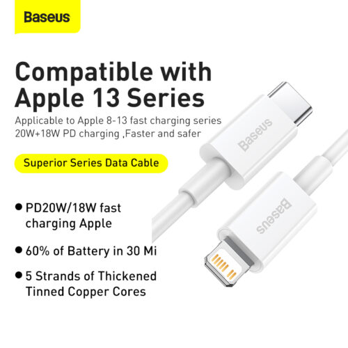 Cáp sạc nhanh hiệu Baseus Superior Series Type-C to iP PD 20W - Hình ảnh 15