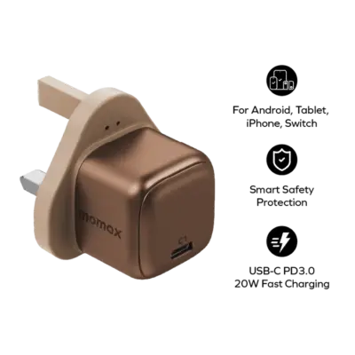 Cốc sạc 1 cổng 20W MOMAX UA8UK - Nâng cấp tốc độ sạc cho thiết bị của bạn với <strong>Cốc sạc 1 cổng 20W MOMAX UA8UK</strong>. Với công suất 20W mạnh mẽ, hỗ trợ Power Delivery (PD), <strong>MOMAX UA8UK</strong> giúp sạc nhanh chóng cho iPhone, iPad và nhiều smartphone/tablet Android khác. Thiết kế nhỏ gọn, phích cắm chuẩn UK tiện lợi để sử dụng ở Anh, Singapore, Malaysia, Hong Kong... Tích hợp nhiều tính năng bảo vệ an toàn, <strong>Cốc sạc MOMAX UA8UK</strong> mang đến sự an tâm và hiệu quả tối đa. Kích thước lý tưởng để mang theo khi di chuyển. Sở hữu ngay <strong>MOMAX UA8UK</strong> để trải nghiệm sạc nhanh an toàn và tiện lợi.