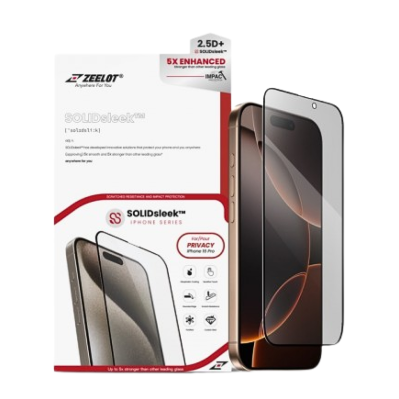 Kính Cường Lực ZEELOT SOLIDsleek Privacy Chống Nhìn Trộm cho iPhone 15/15 Plus/15 Pro/15 Pro Max và iPhone 16 Series ZEELOT SOLIDsleek Privacy