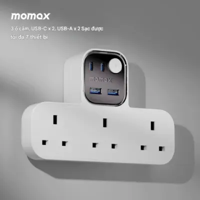 Dây nguồn mở rộng MOMAX UA11UK hình chữ T Charge Work Flow có 3 ổ cắm, 2 cổng USB-A và 2 cổng USB-C - Nâng cấp không gian làm việc và giải trí của bạn với <strong>Dây nguồn mở rộng MOMAX UA11UK</strong> 1-Charge Work Flow - phiên bản giới hạn. Thiết kế hình chữ T độc đáo, tiết kiệm không gian, tích hợp 3 ổ cắm chuẩn UK cùng 4 cổng sạc USB (2x USB-A, 2x USB-C) công suất mạnh mẽ, cho phép bạn cấp nguồn và sạc đồng thời nhiều thiết bị, từ laptop đến điện thoại, máy tính bảng. <strong>MOMAX UA11UK</strong> không chỉ tiện lợi mà còn tích hợp các lớp bảo vệ an toàn tiên tiến. Sở hữu ngay phiên bản giới hạn <strong>MOMAX UA11UK</strong> để trải nghiệm sự tiện ích, hiệu quả và phong cách.