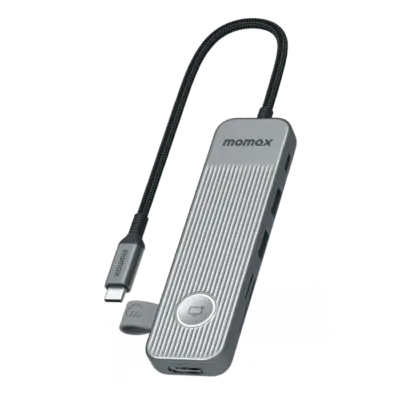 Bộ chuyển đổi đa cổng MOMAX DH17E Hub USB-C 1 liên kết 7 trong 1 - Biến một cổng USB-C duy nhất trên laptop, máy tính bảng hay điện thoại của bạn thành trung tâm kết nối đa năng với <strong>Bộ chuyển đổi đa cổng MOMAX DH17E</strong> Hub USB-C 1-Link 7 trong 1. Thiết bị nhỏ gọn này tích hợp 7 cổng phổ biến: HDMI, USB-A (nhiều cổng), USB-C PD, khe đọc thẻ SD/MicroSD... <strong>MOMAX DH17E</strong> cho phép bạn kết nối màn hình ngoài, truyền dữ liệu tốc độ cao, đọc thẻ nhớ, và sạc thiết bị cùng lúc. Thiết kế kim loại sang trọng, bền bỉ. <strong>MOMAX DH17E</strong> là phụ kiện không thể thiếu để tối ưu hóa năng suất làm việc và giải trí của bạn.