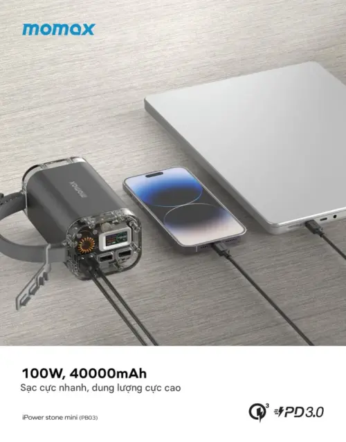 Trạm điện ngoài trời MOMAX PB03 iPower Stone Mini 40000mAh - Hình ảnh 8