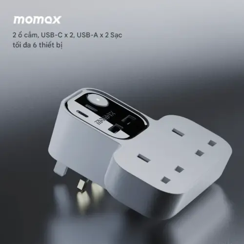 Dây nguồn mở rộng MOMAX US17UKW hình chữ T Charge Work Flow có 2 ổ cắm, 2 cổng USB-A và 2 cổng USB-C - Hình ảnh 6