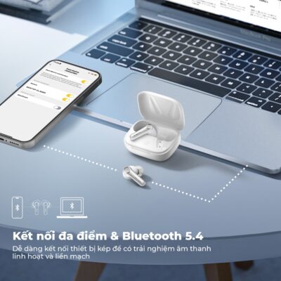 Tai nghe Bluetooth Earfun Air Pro 4 - Chạm đến đỉnh cao của âm thanh không dây với tai nghe <strong>Earfun Air Pro 4</strong>. Lần đầu tiên tích hợp nền tảng Snapdragon Sound™ và codec aptX Lossless, sản phẩm mang đến chất lượng âm thanh chuẩn CD, không nén, trung thực đến từng chi tiết. Công nghệ chống ồn chủ động ANC thông minh thế hệ mới có khả năng khử ồn sâu tới 45dB, tạo ra không gian tĩnh lặng tuyệt đối. Hệ thống 6 micro tích hợp AI giúp mọi cuộc gọi trong trẻo vượt trội. Với thiết kế sang trọng, thời lượng pin lên đến 50 giờ và kết nối đa điểm, <strong>Earfun Air Pro 4</strong> là sự lựa chọn tối thượng cho các audiophile và người dùng chuyên nghiệp đòi hỏi chất lượng cao nhất.