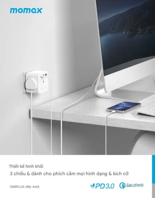 Ổ cắm mở rộng MOMAX US8UK OnePlug 3 Oulet 20W - Hình ảnh 7