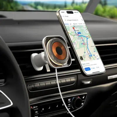 Giá đỡ sạc không dây từ tính MOMAX CM29W Charge Flow 15W trên ô tô - Sạc điện thoại trên xe chưa bao giờ tiện lợi đến thế với <strong>Giá đỡ sạc không dây từ tính MOMAX CM29W</strong> Charge Flow. Sản phẩm này kết hợp hoàn hảo giá đỡ chắc chắn với sạc không dây 15W mạnh mẽ, đặc biệt tương thích MagSafe. Chỉ cần đặt iPhone (hoặc điện thoại có hỗ trợ từ tính) lên, nam châm sẽ hút chặt và bắt đầu sạc nhanh. <strong>MOMAX CM29W</strong> giữ điện thoại an toàn ở vị trí dễ nhìn, giúp bạn dùng GPS hay nhận cuộc gọi rảnh tay. Thiết kế bền bỉ, dễ lắp đặt. <strong>Giá đỡ sạc không dây MOMAX CM29W</strong> là phụ kiện không thể thiếu cho mọi tài xế, mang lại sự tiện lợi và an tâm trên mọi hành trình.