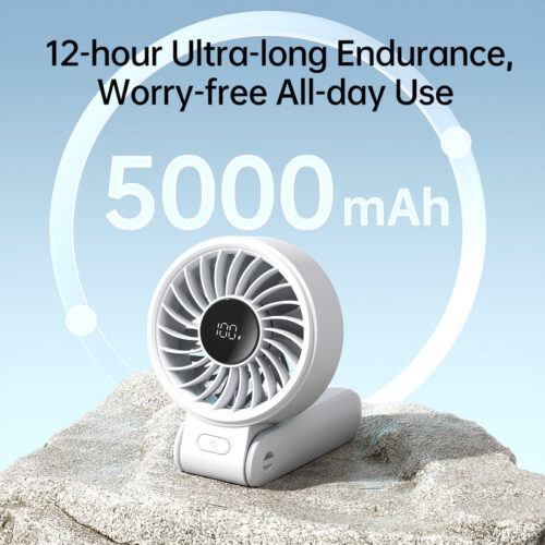 Quạt Cầm Tay Mini Jisulife Life 7, 5 Cấp Độ Gió, Pin 3600mAh/5000mAh, Sử Dụng 12-19H, Bảo Hành 12 Tháng - Hình ảnh 3