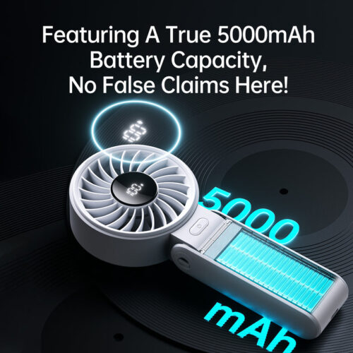 Quạt Cầm Tay Mini Jisulife Life 7, 5 Cấp Độ Gió, Pin 3600mAh/5000mAh, Sử Dụng 12-19H, Bảo Hành 12 Tháng - Hình ảnh 4
