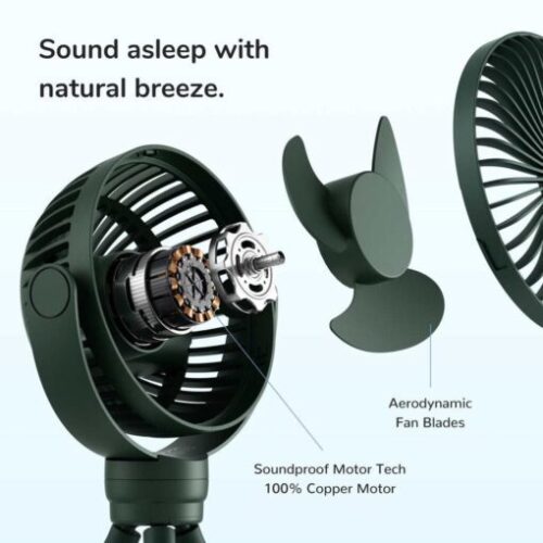 Quạt đặt trên xe đẩy Jisulife FA40A Mát 360 Độ , Pin 12 giờ - Hình ảnh 3