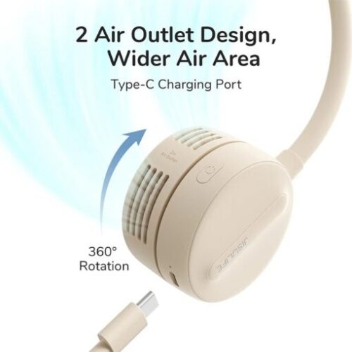 Quạt đeo cổ Jisulife FA25, pin 1.800mAh, tốc độ gió 3.5m/s, thiết kế xoay 360°, 4 tốc độ, nhẹ &an toàn - Hình ảnh 6