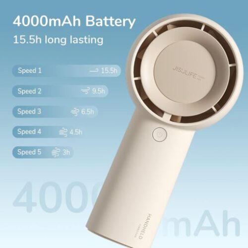Quạt Cầm Tay Mini JISULIFE FA43 Siêu Mát - Sạc Nhanh - 4000mAh Sử Dụng 6H-12H Chính Hãng - Bảo Hành 12 Tháng - Hình ảnh 6