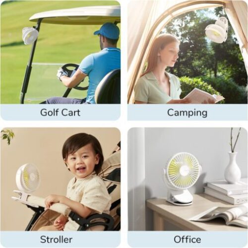 Quạt usb kẹp bàn mini cao cấp Jisulife FA29A pin 4000mAh pin 16 giờ, làm mát 360 - Hình ảnh 9