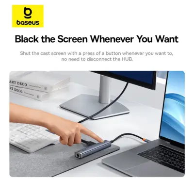 Hub Baseus Ultrajoy Series 6 cổng Air (TYPE-C TO 1 HDMI 4K@60HZ + 2 USB 3.0 + 1 USB 2.0 + 1 TYPE-C 3.0 + 1 PD) - Trải nghiệm sự tiện lợi tối đa với hub chuyển đổi <strong>Baseus Ultrajoy Series 6 cổng Air</strong>, giải pháp hoàn hảo mở rộng kết nối cho MacBook, Laptop Type-C của bạn. Với 6 cổng đa năng gồm HDMI xuất hình ảnh 4K@60Hz sắc nét, 2 cổng USB 3.0 tốc độ cao, và cổng sạc nhanh PD 100W, thiết bị này biến chiếc laptop mỏng nhẹ của bạn thành một trạm làm việc di động mạnh mẽ. Thiết kế hợp kim nhôm cao cấp, nhỏ gọn và sang trọng, hub <strong>Baseus Ultrajoy Series 6 cổng Air</strong> không chỉ mạnh mẽ về tính năng mà còn là một phụ kiện công nghệ đẳng cấp, giúp bạn làm việc và giải trí hiệu quả hơn ở bất cứ đâu. Nâng cấp không gian làm việc của bạn ngay hôm nay!